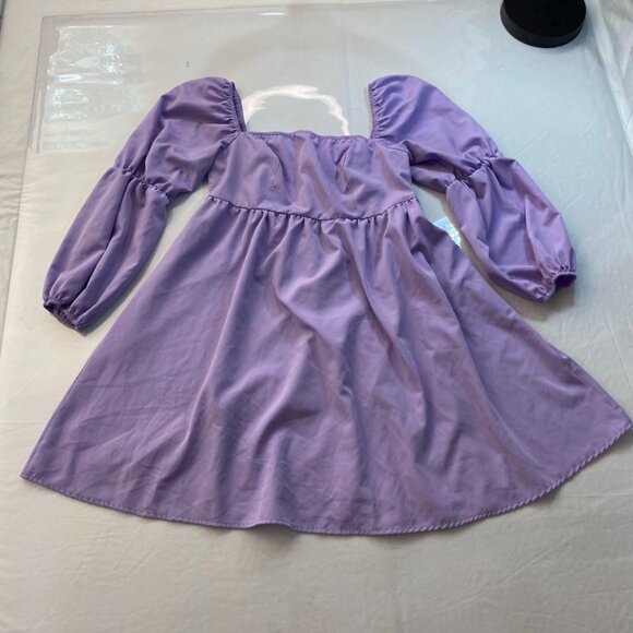 NEW XLURA Lavender Puff Sleeve Smocked Mini Dress Square Neck L - Picture 5 of 15